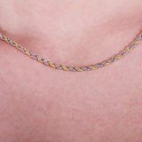 Collier chaîne corde en or bicolore 14 carats