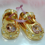 Gold-Plated Baby Shoes with Crystal Accents