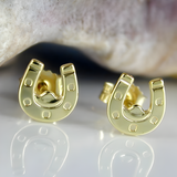Boucles d'oreilles à tige en forme de fer à cheval en or 9 carats