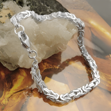 Bracelet chaîne byzantin carré en argent sterling