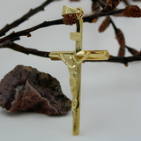 9K Gelbgold Kruzifix Anhänger mit Jesus