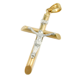 Zweifarbiger Jesus-Kruzifix-Anhänger aus 9 Karat Gold