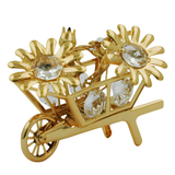 Gold-Plated Flower Cart with Crystal Accents