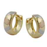 Tri-Colour 9K Gold Hinged Hoop Earrings
