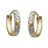 9K Gold Bicolour Diamond-Cut Hinged Hoop Earrings