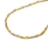 Collier chaîne Singapour bicolore en or 9 carats
