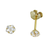 9K Gold Flower Stud Earrings with Cubic Zirconia